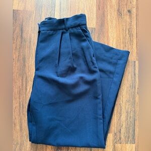 Abercrombie & Fitch Sloane Tailored Wide Leg Pants — Navy, 12 Short